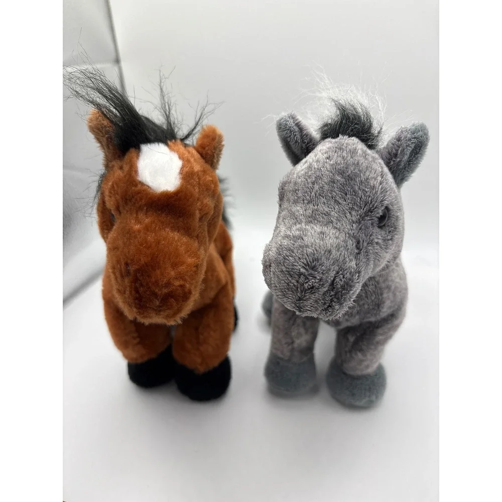 Ganz Webkinz Plush Horse Lot Brown‎ Chestnut Grey Stuffed Animal Ponies 8-9in